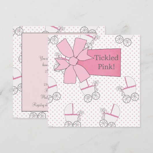 Roze kinderwagen kaart (Voorkant / Achterkant)