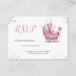 Roze Kinderwagen RSVP Informatiekaartje