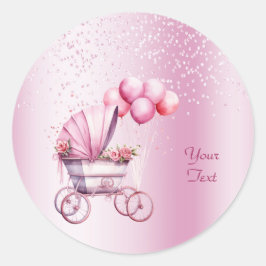 Roze kinderwagen Sticker