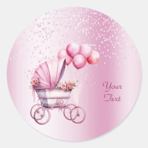 Roze kinderwagen Sticker