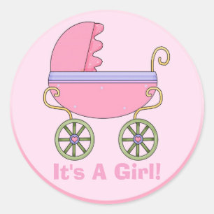 Roze kinderwagen Stickers