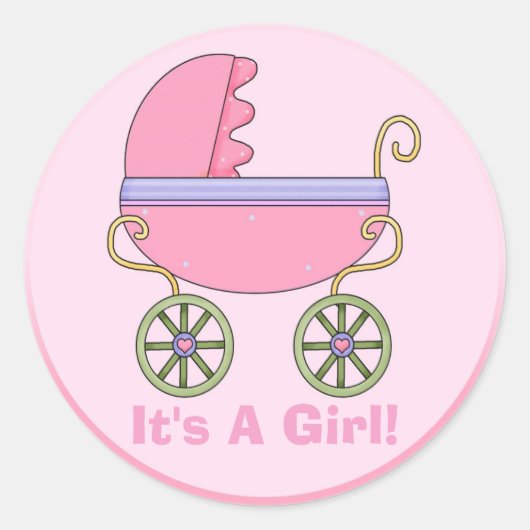 Roze kinderwagen Stickers (Voorkant)