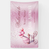 Roze kinderwagen welkom banner (Verticaal)