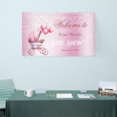 Roze kinderwagen welkomstbanner spandoek (Beurs)