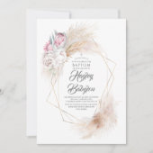 Roze King Protea Pampas Grass Floral Girls Baptism Kaart (Voorkant)