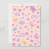 Roze kip 1e verjaardagsfeest foto uitnodiging (Achterkant)