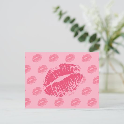 Roze Kiss Briefkaart (Staand voorkant)
