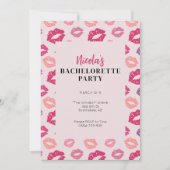 Roze Kiss Lippen Bachelorette Party Uitnodiging (Voorkant)