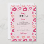 Roze Kiss Lippen Bachelorette Party Uitnodiging (Achterkant)
