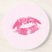 Roze Kiss Lips Zandsteen Onderzetter (Voorkant)