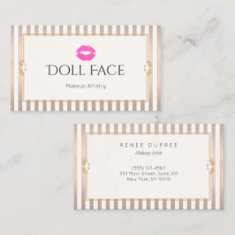 Roze Kiss  Make-up Artiest Gouden Streep Beauty Visitekaartje