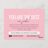 Roze Kiss Pattern Business Dank u Kaart (Achterkant)