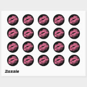 Roze Kiss Ronde Sticker (Vel)
