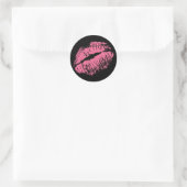 Roze Kiss Ronde Sticker (Tas)