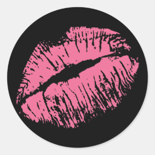Roze Kiss Ronde Sticker