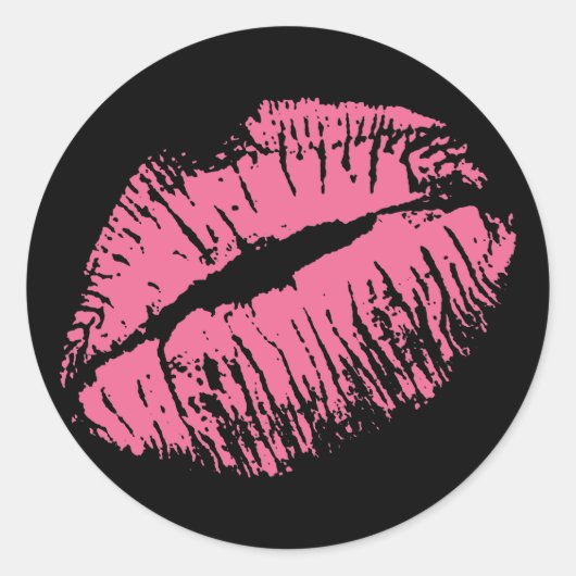 Roze Kiss Ronde Sticker (Voorkant)