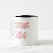 Roze Kisses 25 cent Tweekleurige Koffiemok (Voorkant links)