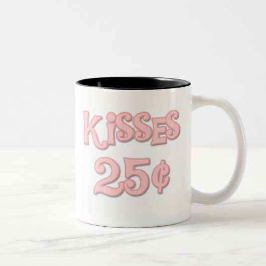 Roze Kisses 25 cent Tweekleurige Koffiemok (Rechts)