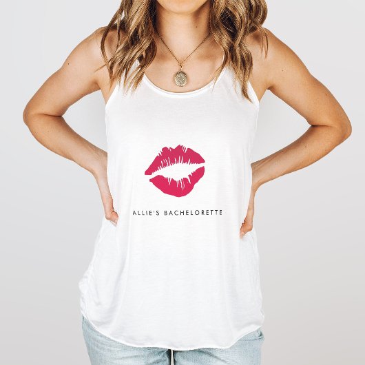 Roze Kisses Lip Print Bachelorette Party Tanktop