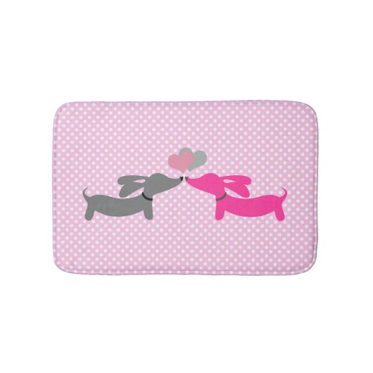 Roze Kissing Dachshunds Theme Badkamer Badmat (Voorkant)