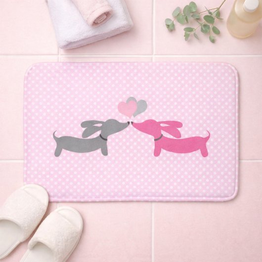 Roze Kissing Dachshunds Theme Badkamer Badmat