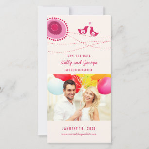 Roze Kissing Tortelduifjes Whimsical Flower Dot Fo Save The Date