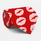 Roze Kissy Lips Stropdas (Opgerold)