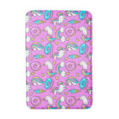 Roze Kitschy glittery grappige eenhoorn en kat Badmat (Voorkant Verticaal)