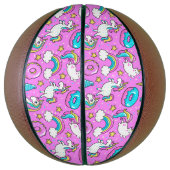 Roze Kitschy glittery grappige eenhoorn en kat Basketbal (Verticaal)