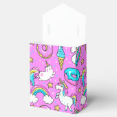 Roze Kitschy glittery grappige eenhoorn en kat Bedankdoosjes (Geopend)