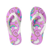 Roze Kitschy glittery grappige eenhoorn en kat Kinder Teenslippers (Voetbed)