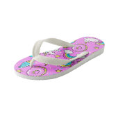 Roze Kitschy glittery grappige eenhoorn en kat Kinder Teenslippers (Schuin)