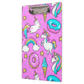 Roze Kitschy glittery grappige eenhoorn en kat Klembord (Links)