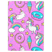 Roze Kitschy glittery grappige eenhoorn en kat Klembord (Achterkant)