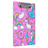 Roze Kitschy glittery grappige eenhoorn en kat Klembord (Rechts)