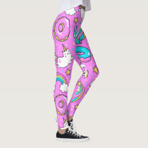 Roze Kitschy glittery grappige eenhoorn en kat Leggings