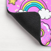 Roze Kitschy glittery grappige eenhoorn en kat Muismat (Hoek)