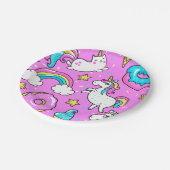 Roze Kitschy glittery grappige eenhoorn en kat Papieren Bordje (Gekanteld)