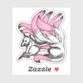 Roze Kitsune Japanse Fox Schets Sticker (Vel)