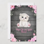 Roze Kitten Baby shower-uitnodiging, bijtend Kaart (Achterkant)