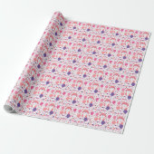 Roze Kitten en Ballonnen Verjaardag Gift Wrap Pape Cadeaupapier (Uitgerold)