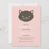 Roze Kitten Girl Birthday Party Invitation Kaart (Voorkant)