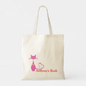 Roze Kitten kinder Canvas tas bibliotheek genaamd (Achterkant)