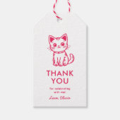 Roze kitten verjaardagsfeest cadeaulabel (Voorkant)