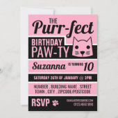 Roze kitten verjaardagsfeestje kaart (Voorkant)