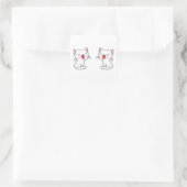 Roze kittens glimlachen vierkante sticker (Tas)