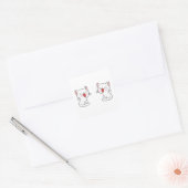 Roze kittens glimlachen vierkante sticker (Envelop)
