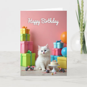 Roze Kittie Verjaardagskaart Kaart
