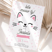 Roze Kittige Kat Verjaardag Kaart