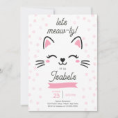Roze Kittige Kat Verjaardag Kaart (Voorkant)